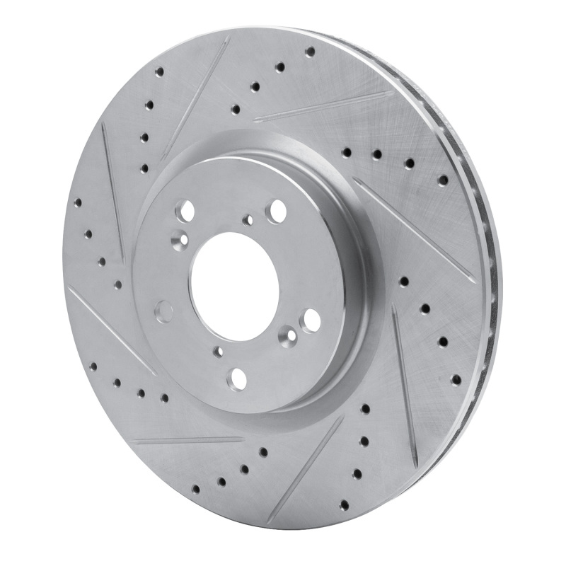 Acura MDX Brake Rotor (1) - Front Left - R1 Concepts - Drilled & Slotted - Silver - `07-`20